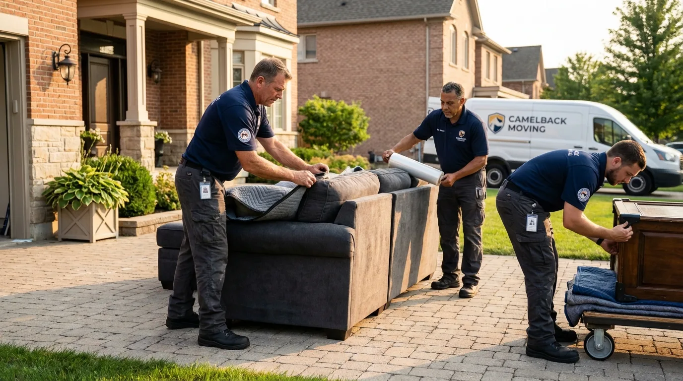 Large estate moving crew wrapping furniture in Sanbornville, NH